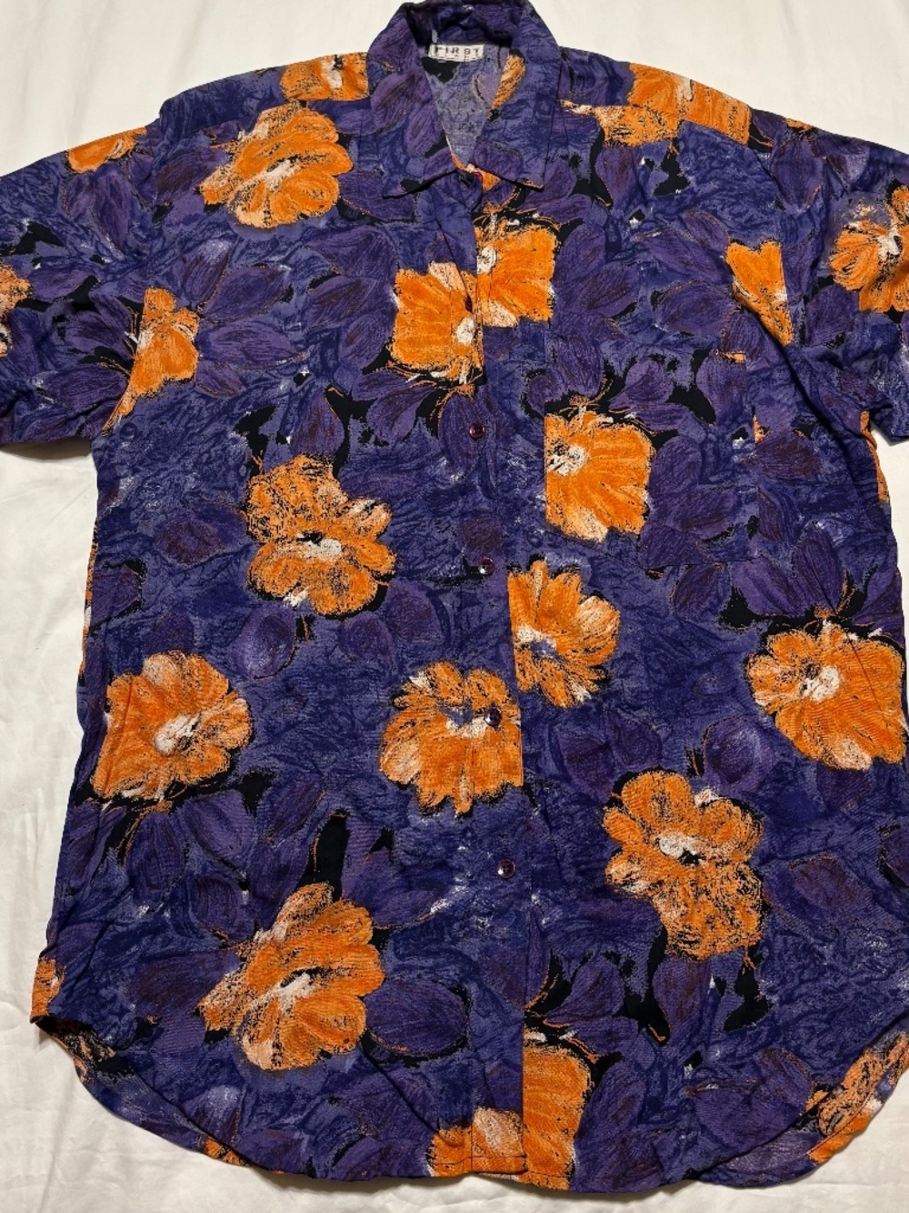 Vintage 1985 First Class Floral Rayon Hawaiian Short Sleeve Button Up Shirt M NW